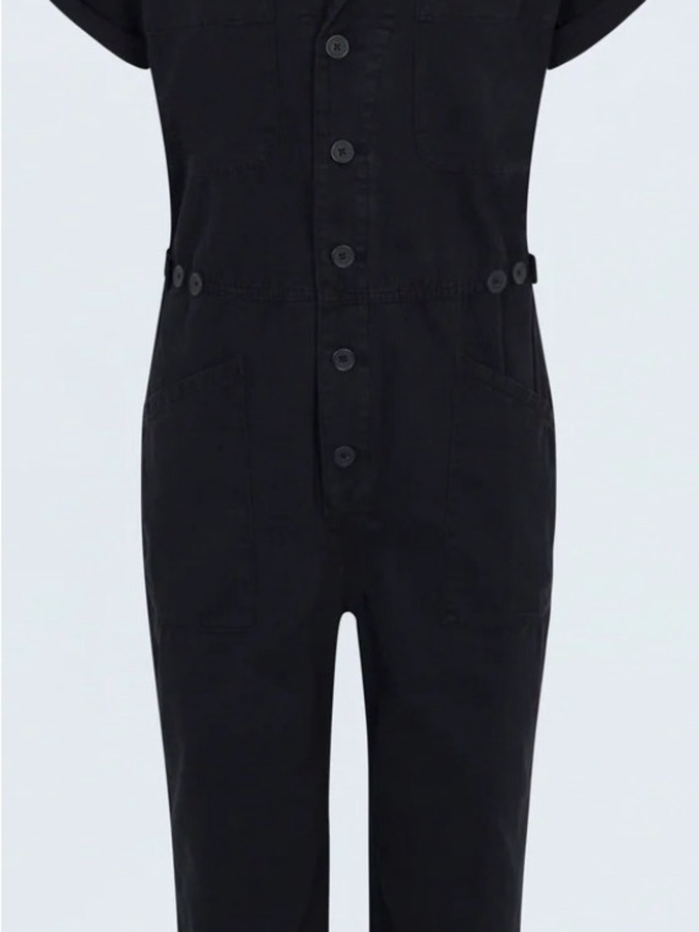 pistola Black Short-Sleeve Button-Front Jumpsuit with Pockets - Picture 2 of 5